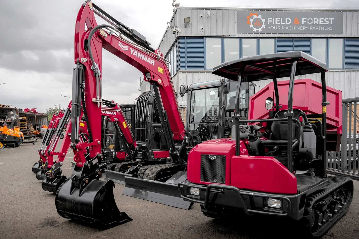 Digger being operated on a construction site
